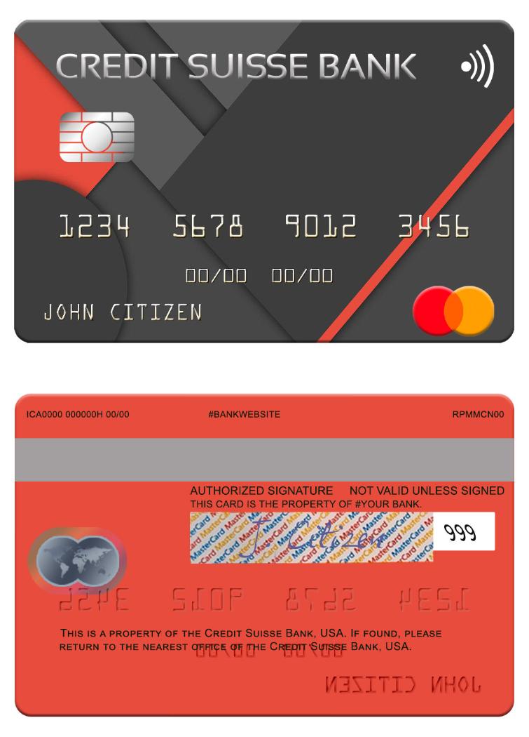 USA Credit Suisse Bank mastercard